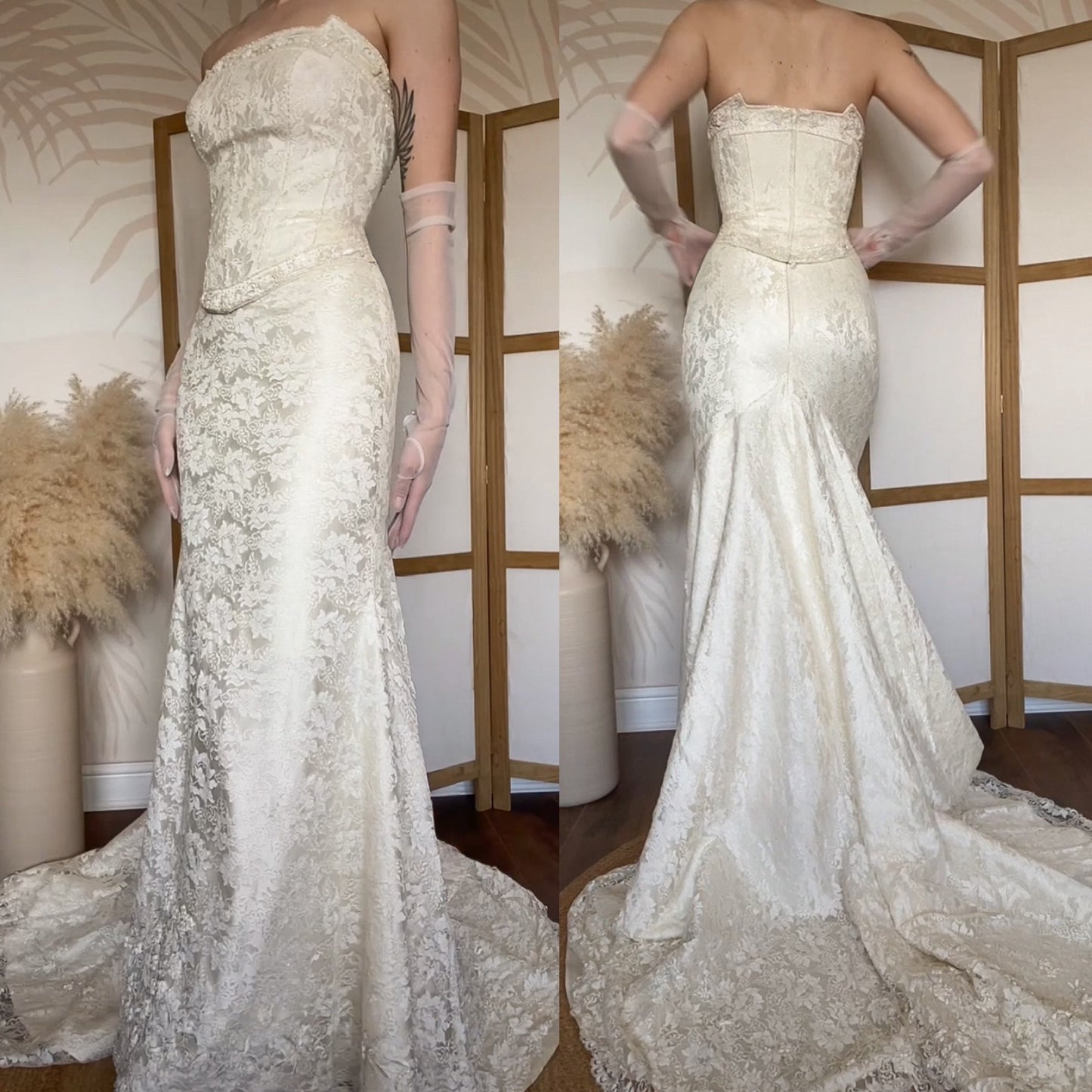 Ivory lace 2-piece corset & skirt wedding set uk 10