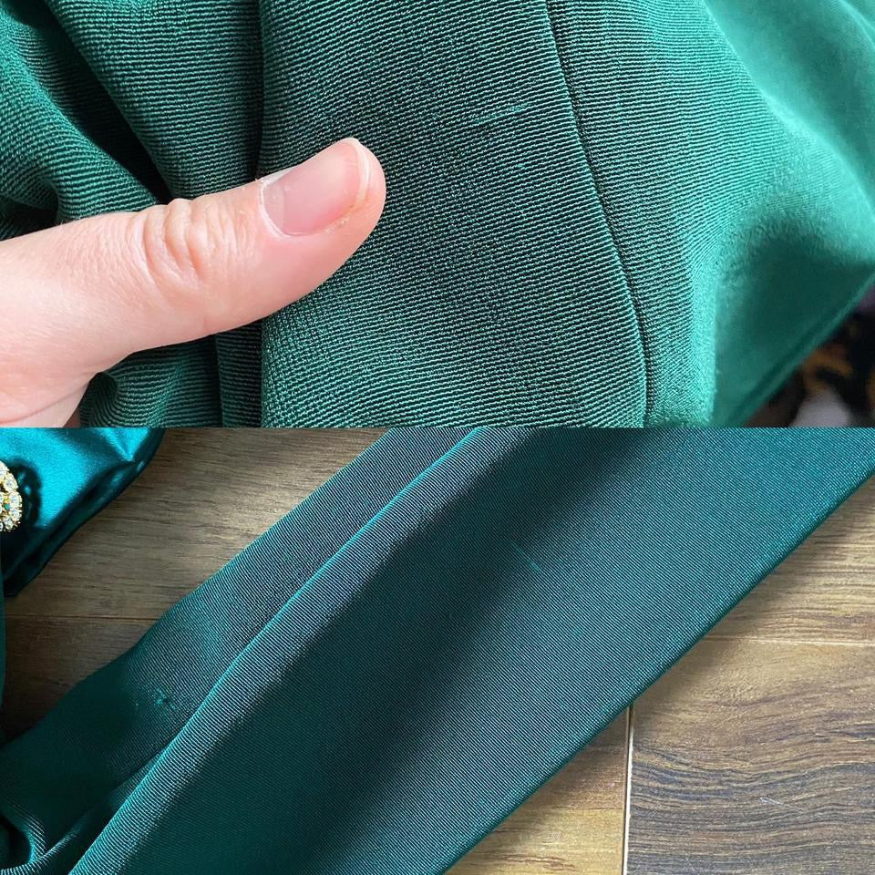 Forest green stretch 2-piece dress & jacket set uk 10