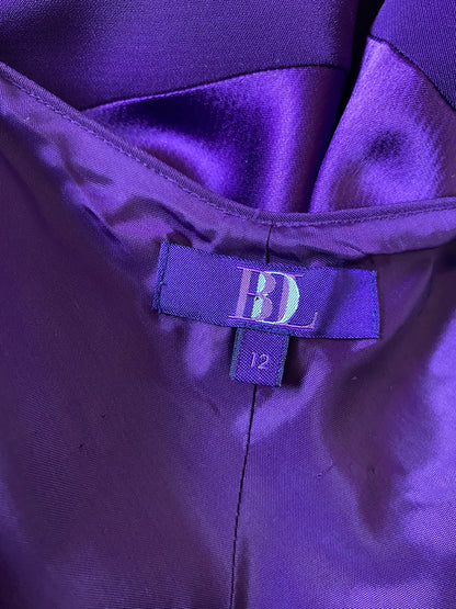 Purple satin panel slip evening gown UK 10-12