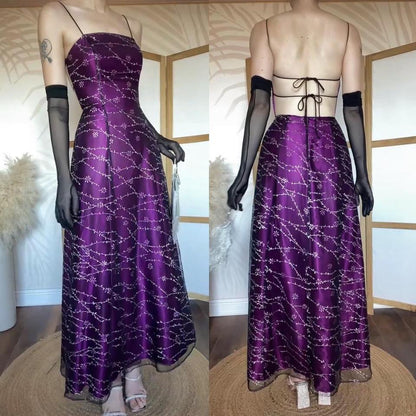 Purple petite glittery a-line prom dress uk 8-10