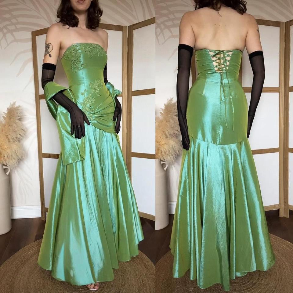 Jora green strapless prom dress & shawl uk 12