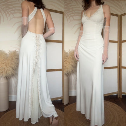 Dave & Johnny beaded wedding or evening dress uk 14