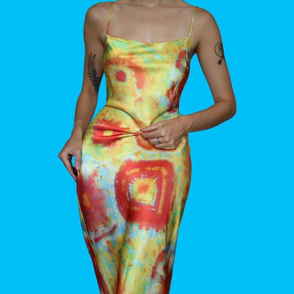 YVE London silky tie dye slip dress UK 10/12