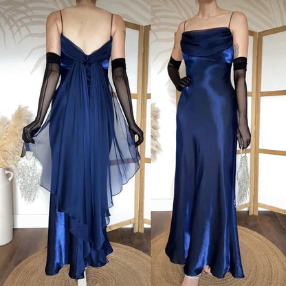 Navy silky evening dress uk 14-16