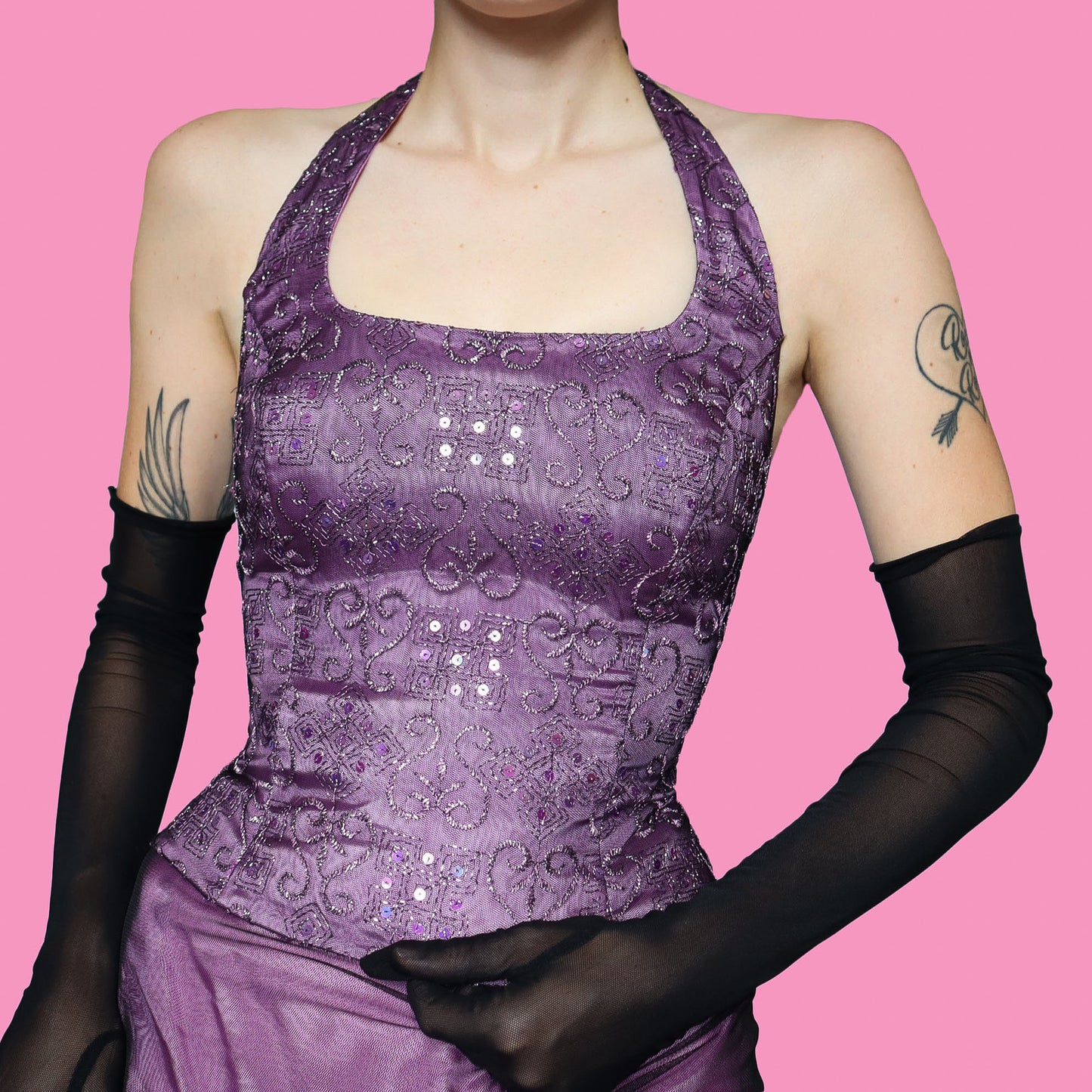 Purple 2 piece top & skirt set UK 10