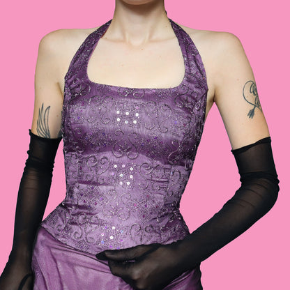 Purple 2 piece top & skirt set UK 10