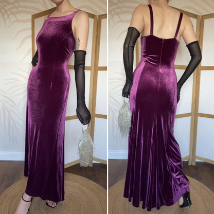 Purple Richards velvet stretch evening dress UK 10-12