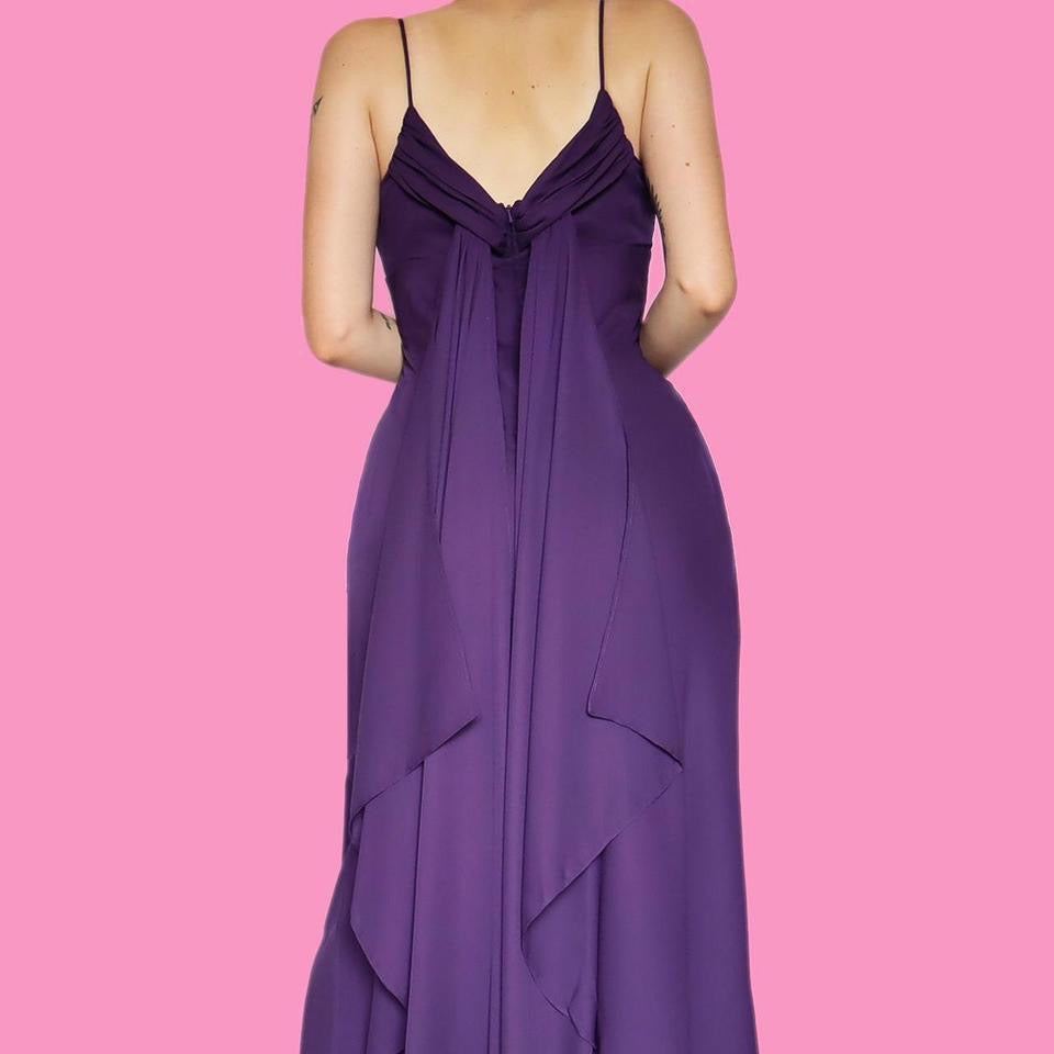 Purple Roman Originals chiffon evening gown UK 14