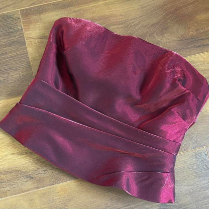 Dark red 2-piece top & skirt set uk 8