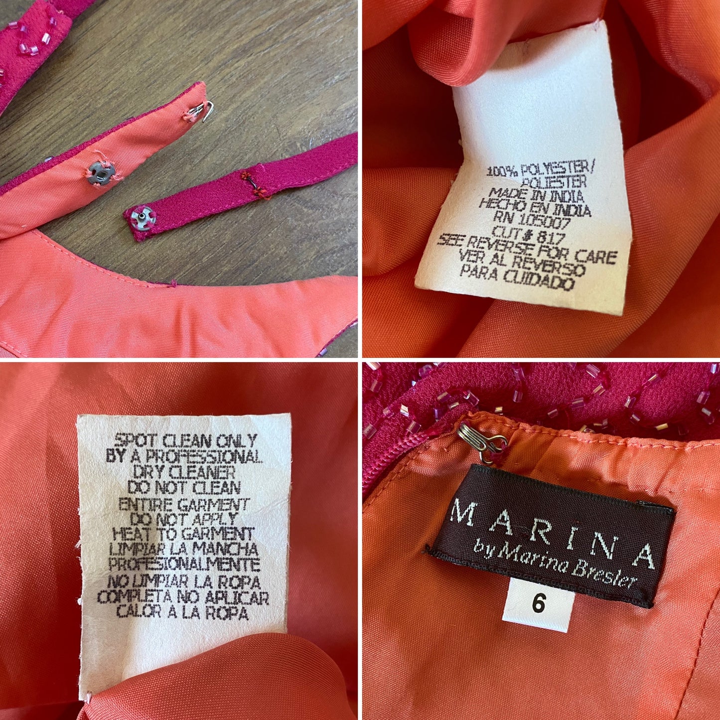 Marina fuchsia pink beaded evening dress uk 8