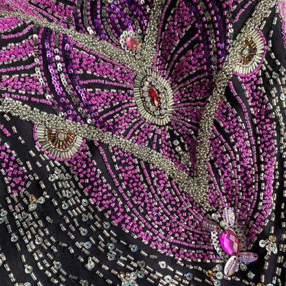 100% silk YVE London beaded evening dress UK 14