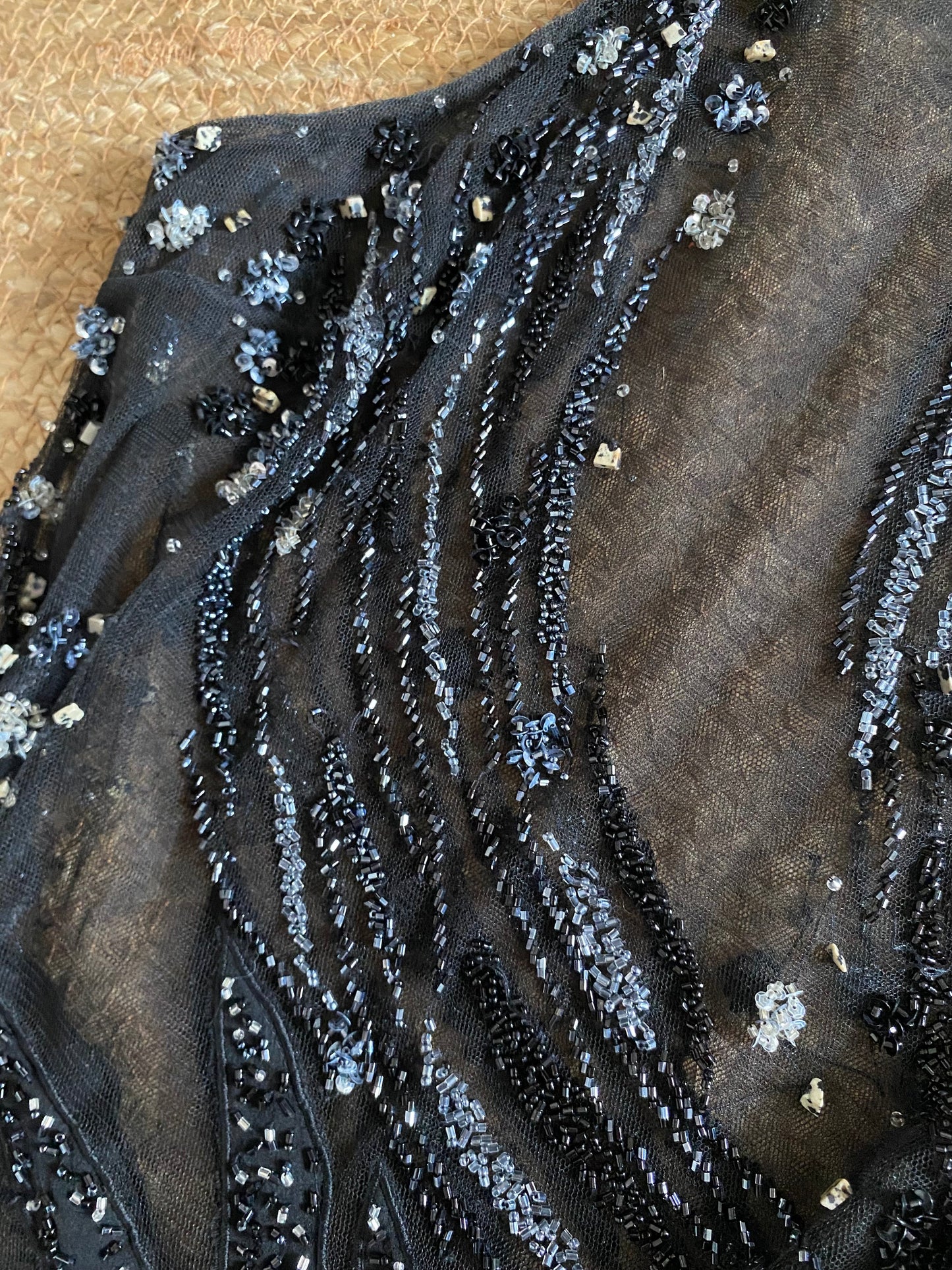 Yve London 100% silk beaded evening dress uk 14