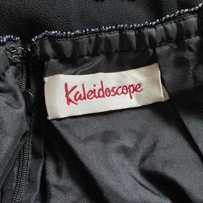 Black heavily beaded open back evening gown UK 12