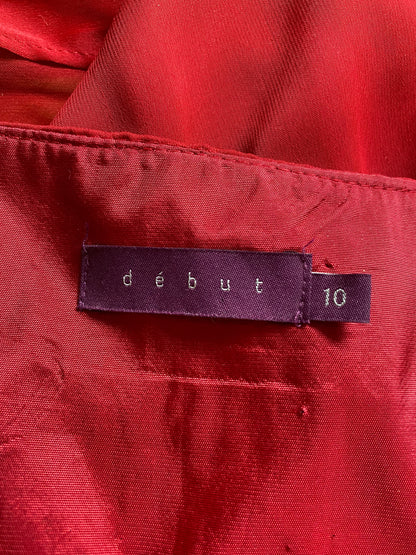 Red halter neck midi dress UK 10