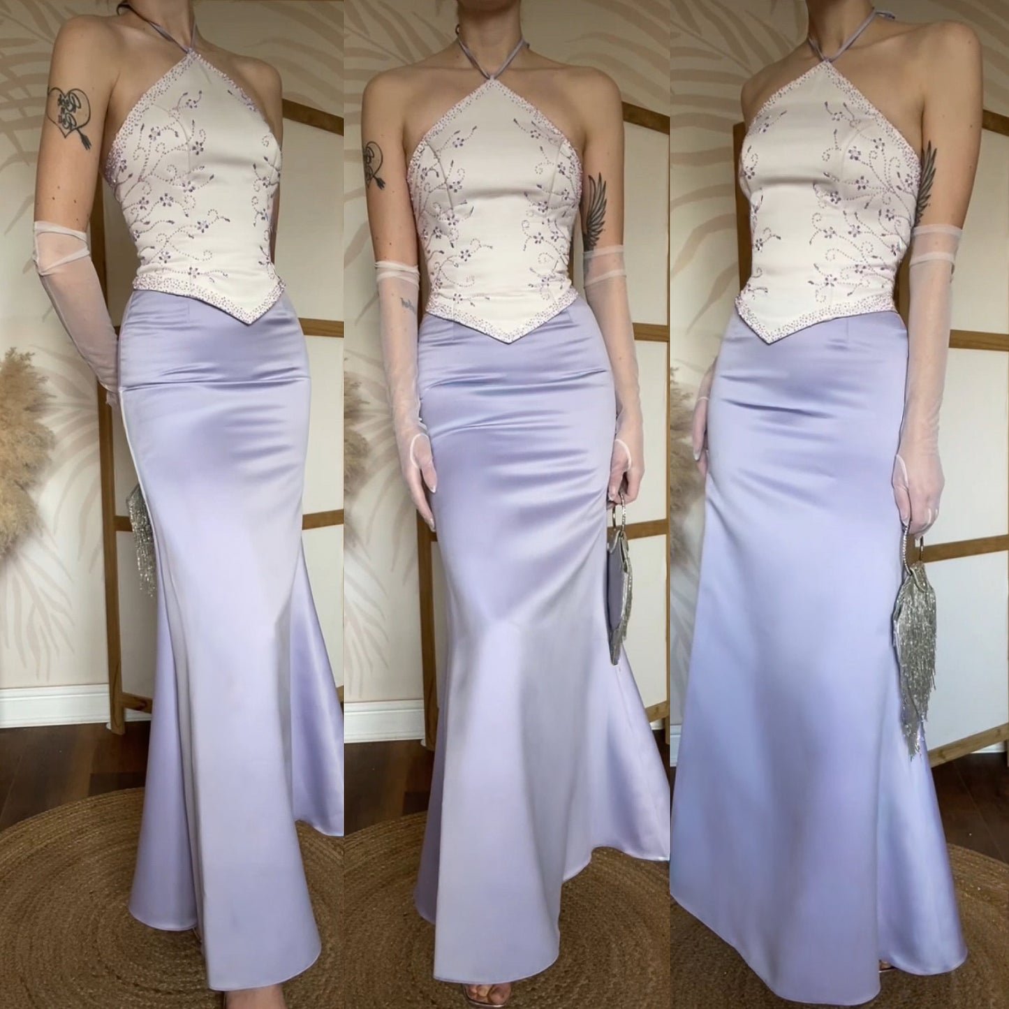Lilac & white prom 3-piece set uk 6