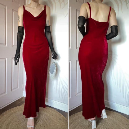 Red velvet Debut silk blend slip dress UK 12-14