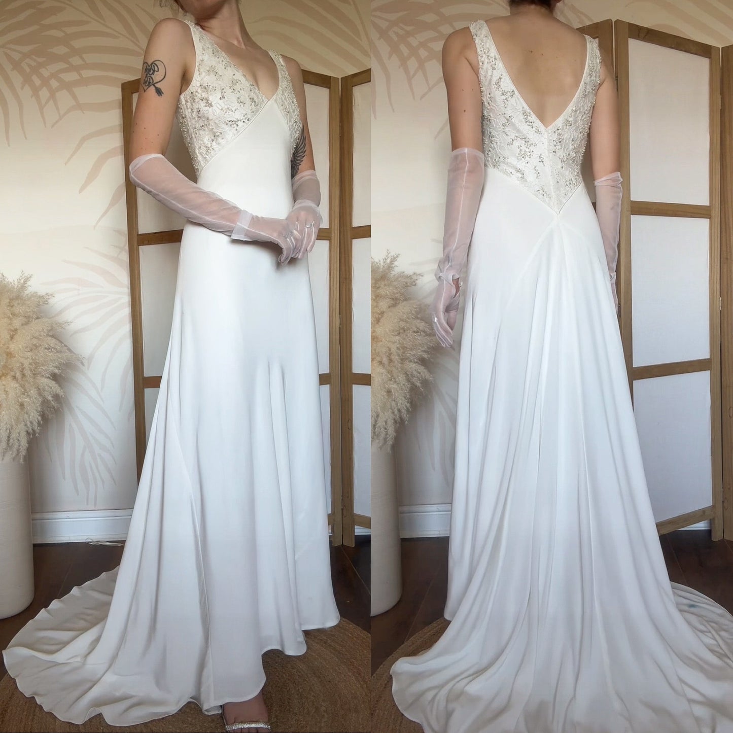 Ivory lace bust wedding dress uk 8