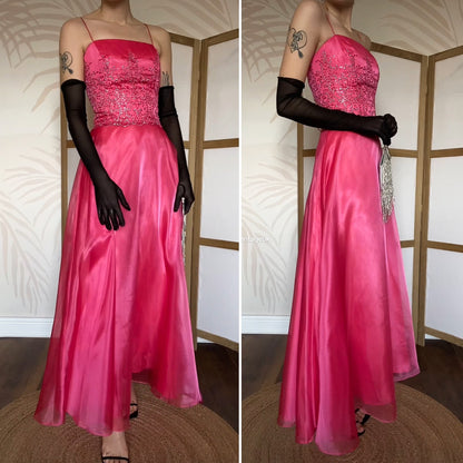 Pink Dave & Johnny organza 2 piece top & skirt set UK 8