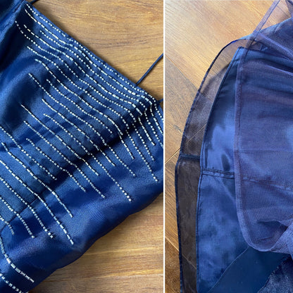 Morgan & Co navy beaded a-line prom dress UK 12