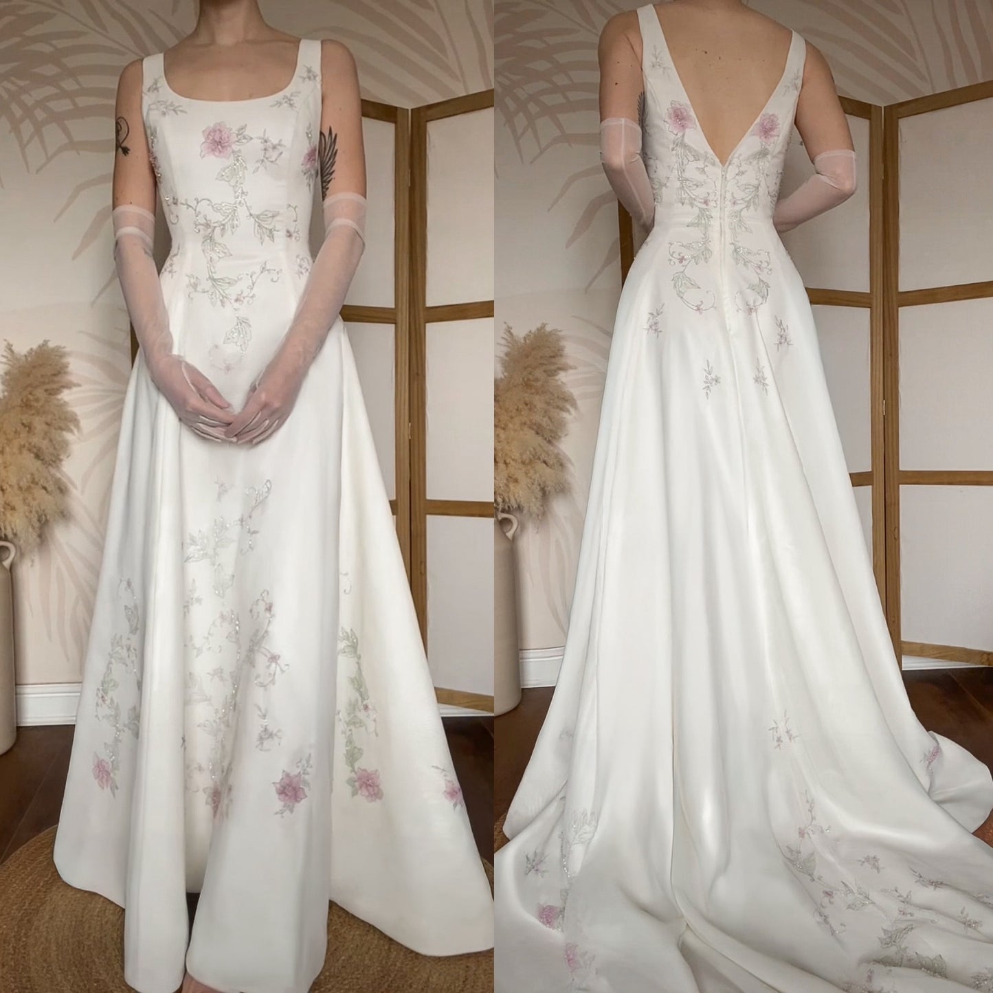 Dante ivory floral a-line wedding dress uk 14