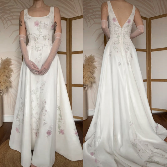 Dante ivory floral a-line wedding dress uk 14