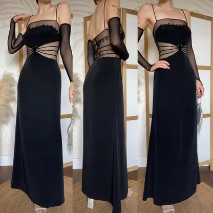 Black sheer beaded evening dress uk 10