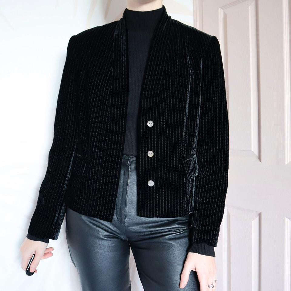 Laura Ashley pinstripe velvet jacket UK M