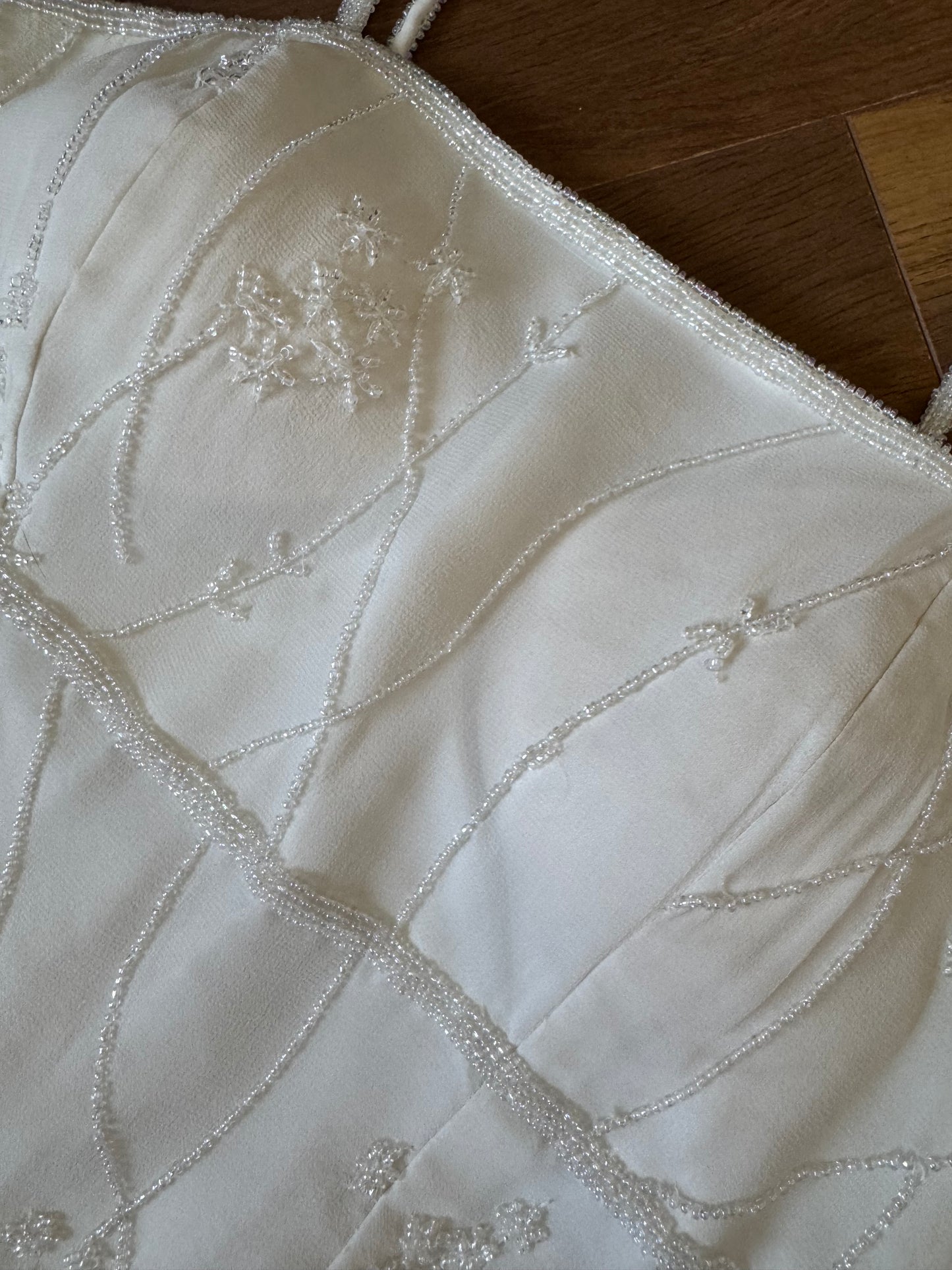 Scala 100% silk ivory beaded wedding dress uk 10