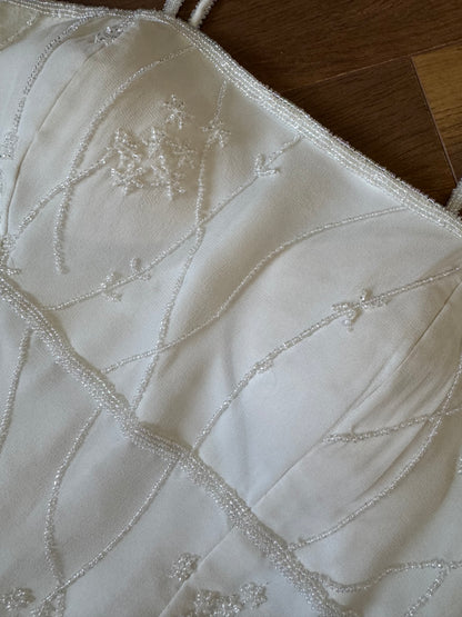 Scala 100% silk ivory beaded wedding dress uk 10
