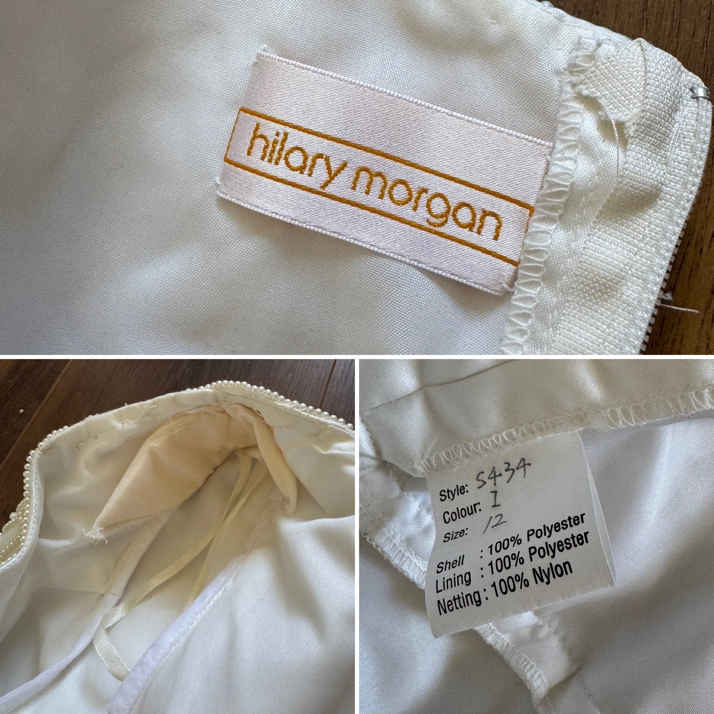 Hilary Morgan ivory satin wedding dress uk 12