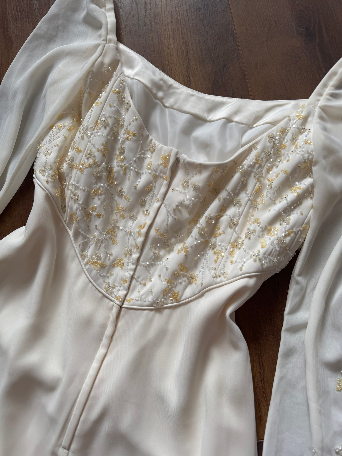 Ivory long sleeve ethereal wedding dress uk 14