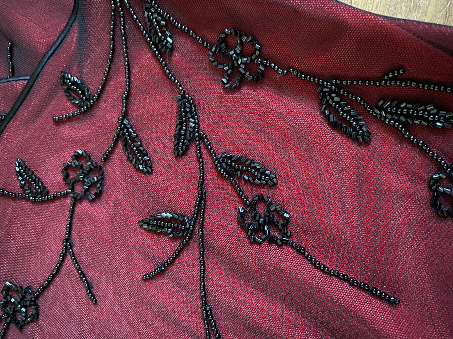 John Charles red beaded stretch evening dress uk 14