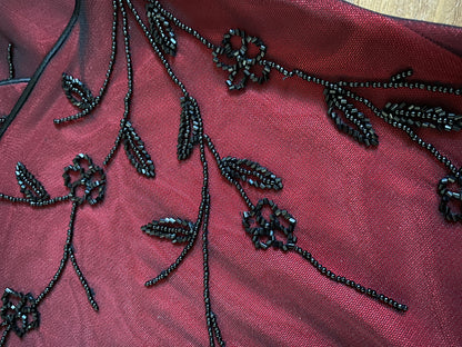 John Charles red beaded stretch evening dress uk 14