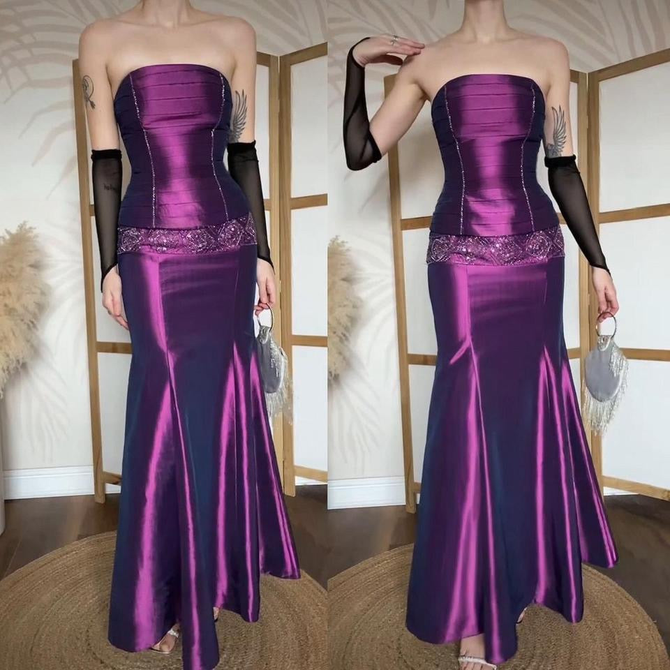 Dynasty taffeta purple 2-piece skirt & top prom set uk 10