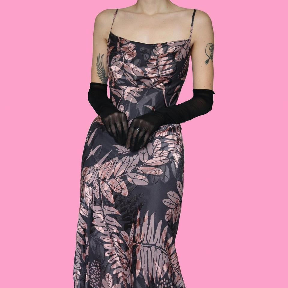 Silk blend floral slip midi dress UK 10