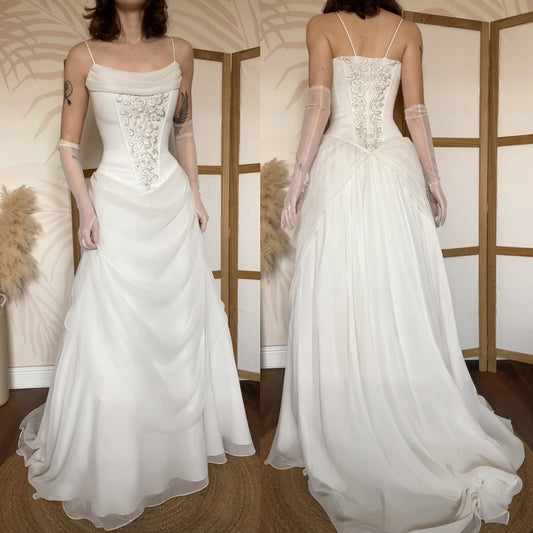 Veromia ivory a-line dreamy wedding dress uk 10-12