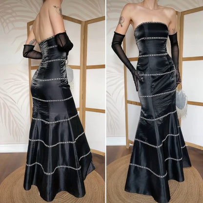 Yve London black strapless fishtail gown UK 10