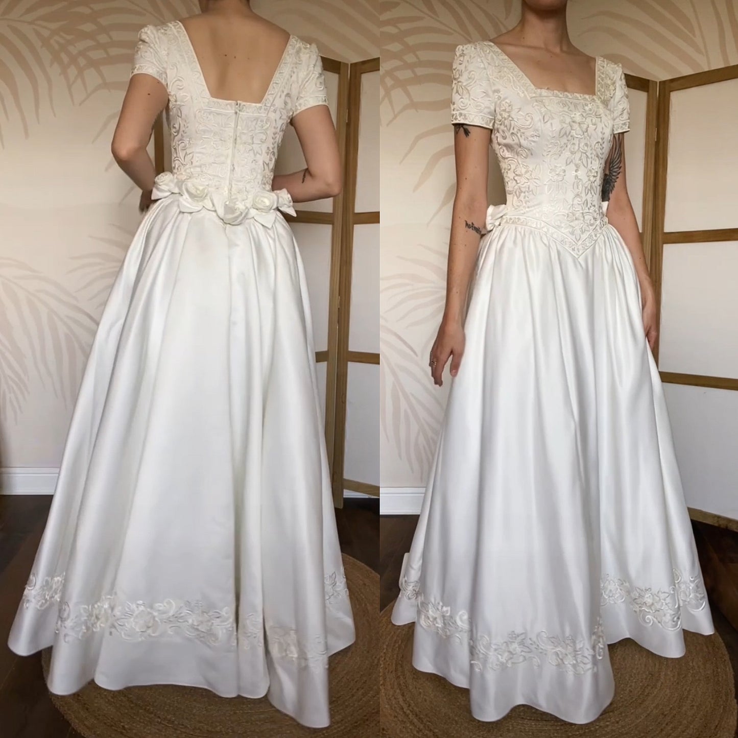 Vintage ivory wedding dress with detachable train uk 8-10