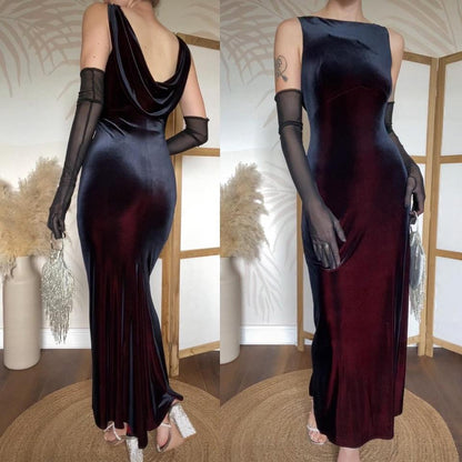 Yve London iridescent velvet stretch evening dress uk 12
