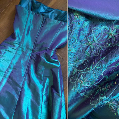 Aqua iridescent strapless a-line prom dress uk 10-12