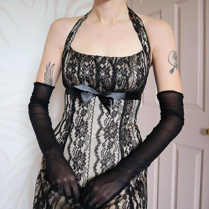 Zum Zum lace halter neck evening prom gown UK 12