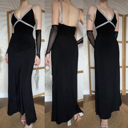 Black stretch Dave & Johnny evening dress uk 12