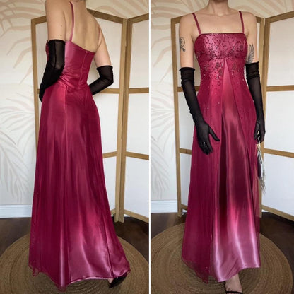 Ombre 90s beaded evening prom dress uk 10