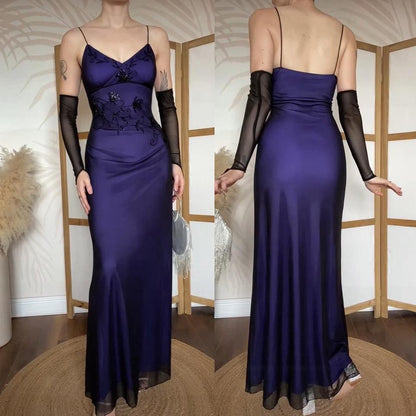 Purple stretch beaded evening dress uk 12-14