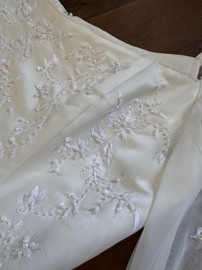 Ivory 2000s long sleeve ethereal wedding dress uk 14