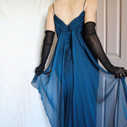 Blue Betsy & Adam chiffon evening gown UK 10