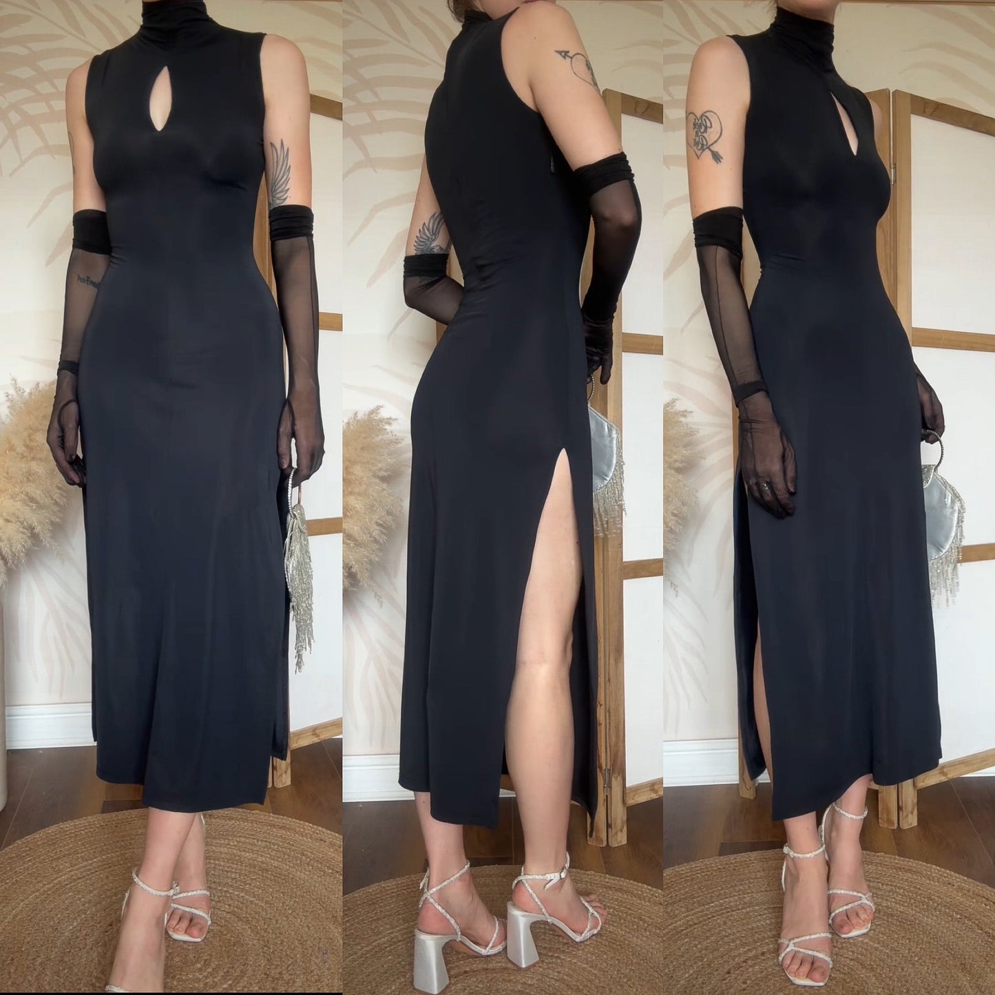 Nick Coleman black stretch evening dress uk 10 & 14
