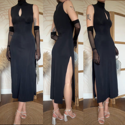 Nick Coleman black stretch evening dress uk 10 & 14