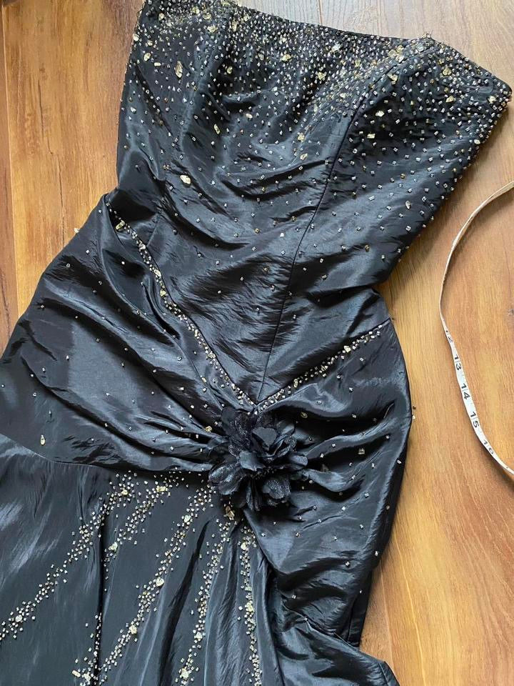 Black strapless beaded prom dress & shawl uk 12