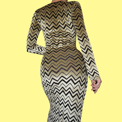 Gold stretch long sleeve velvet evening dress UK 10